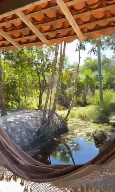 O riacho visto da rede — Chalé Água-Pé, Sítio Bambu Rede