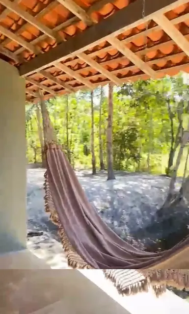 Rede na varanda entre as árvores — Chalé Água-Pé, Sítio Bambu Rede
