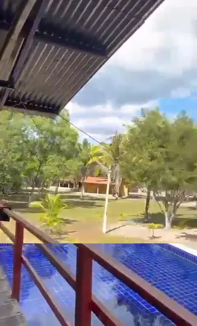 Vista do deck para o gramado — Chalé Babaçu, Sítio Bambu Rede