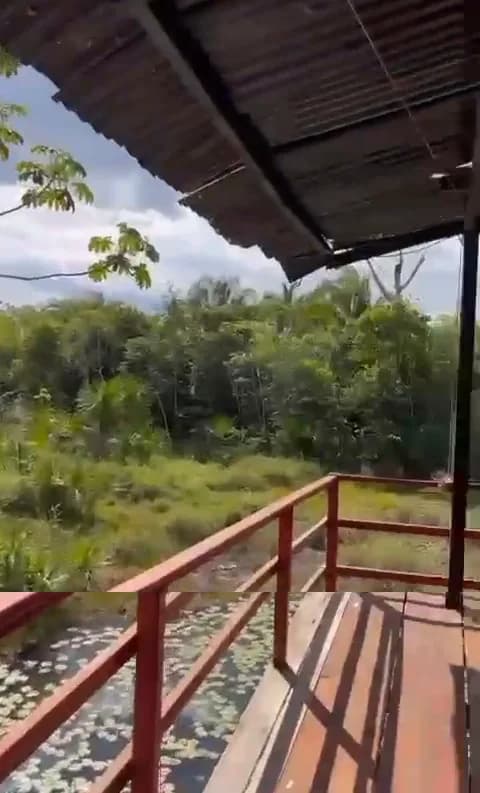 Deck de frente para o açude — Chalé Babaçu, Sítio Bambu Rede